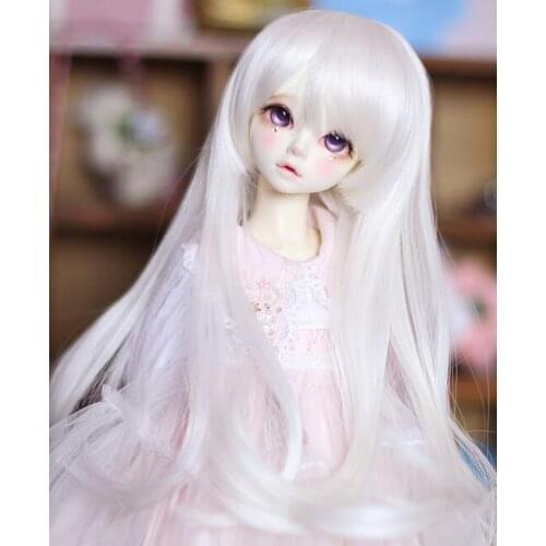 New Sweet Cute white Mixture Face Long Hair Bang For 1/3 1/4 BJD Doll Wig