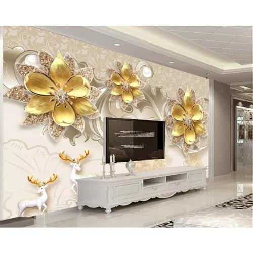 Beibehang Custom photo wallpaper mural luxury European jewelry flower deer living room sofa background wall 3d wallpaper behang