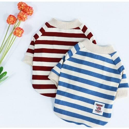 French Bulldog Pet Clothes Striped Pet Shirt Cotton Clothing for Small Medium Dogs Costume Warm Dog Coat Pet Apparel Ropa Perro