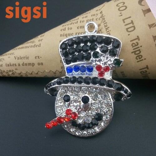 Cheap wholesale vivid snowman crystal rhinestone pendant for christmas gift