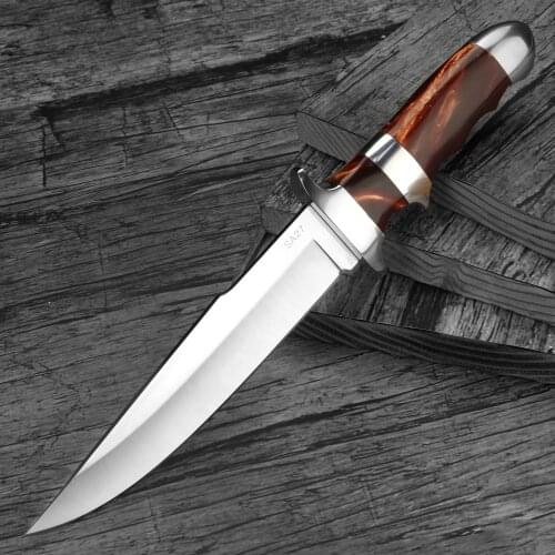 Outdoor Camping Fixed Blade Knives Resin Handle Hunting Combat High Hardness Knife Portable Wild Survival Straight Knife Sheath