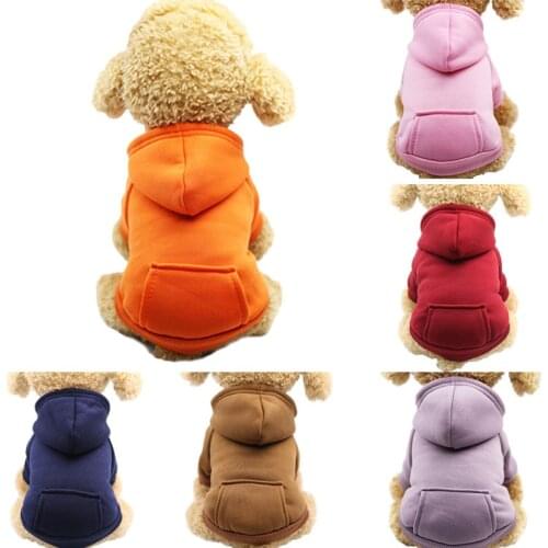 Pawstrip 6 Colors Winter Dog Clothes Warm Puppy Hoodie Soft Fleece Pet Dog Sweatshirt Dog Clothing For Teddy Teacup Dog XS-XXL