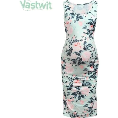 Maternity Women Dress Pregnancy Bodycon Dresses Mama Clothes Flattering Side Ruching Scoop Neck Pregnant Womens Clothing