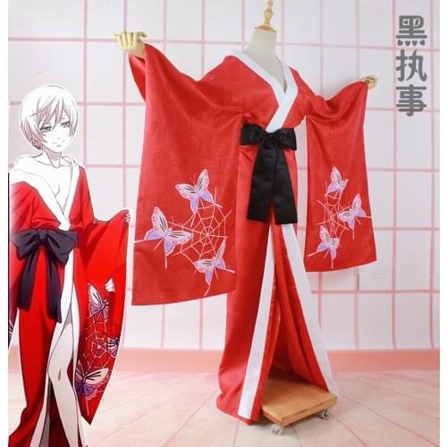 [Customized] Anime Black Butler Alois Trancy Red Bathrobe Kimono Cosplay Costume Gorgeous Dress Uniform Halloween Party Outfit F