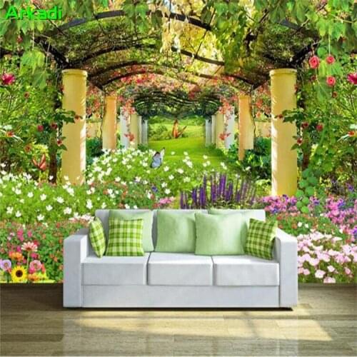 Custom Photo Wallpaper Pastoral Flower 3D Wall Restaurant Cafe Living Room Sofa TV Background Wall Garden Flower Frame Butterfly