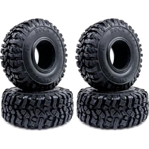 4PCS 115MM 1.9" Rubber Mud Grappler Tires for 1:10 RC Crawler Axial SCX10 SCX10 II 90046 90047 TRX-4 Defender G500 TRX-6 G63