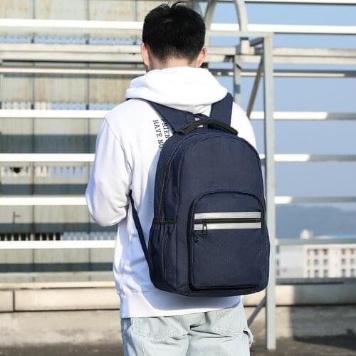 Casual MenS Backpack Women Business Laptop Bag Fashion Simple High School Student Bag Reflective Strip