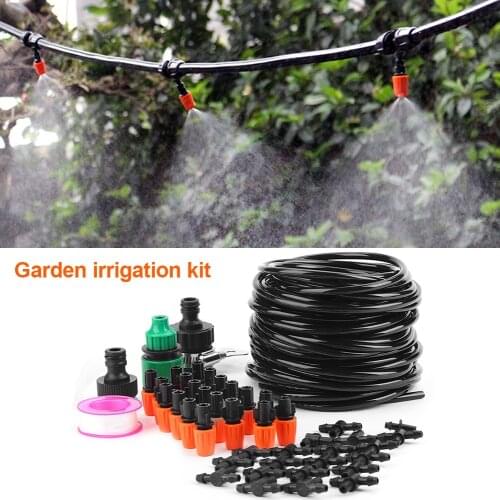 Micro Water Irrigation System Garden Auto Watering 15M Hose Set Kits Fit For Greenhouse Flower Irrigation Seedling Cultivation