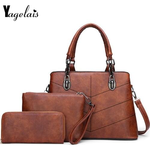 Women Composite Bag Set Top-Handle Big Capacity Female Tassel Handbag Fashion Shoulder Bag Purse Ladies PU Leather Crossbody Bag