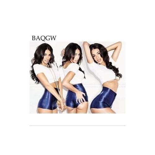 Women Summer Shiny High Waist Short Sexy Zipper Shiny Shorts Girls Shiny Stretch Disco Shorts Fashion Apparel Skinny Hot Shorts