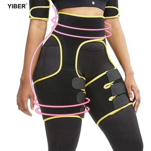 Women High Waist Thigh Trimmer Neoprene Sweat Shapewear Slimming Leg Body Shapers Adjustable Waist Trainer Slimming Belt