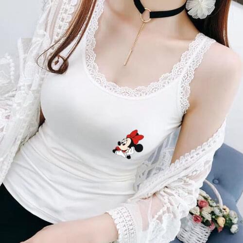 Disney large suspender vest womens spring and summer printed lace bottomed top for women y2k top tops for women