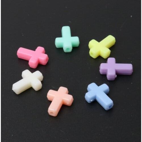Mixed Candy Color Acrylic Cross Charm Spacer Beads For Diy Jewelry Making 12x16mm 100Pcs Y0267X