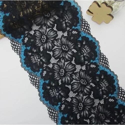 20.5cm Width Apparel Lace Accessories Black Blue Elastic Stretch Lace Applique Trim Ribbon DIY Sewing Fabric Underwear Clothing