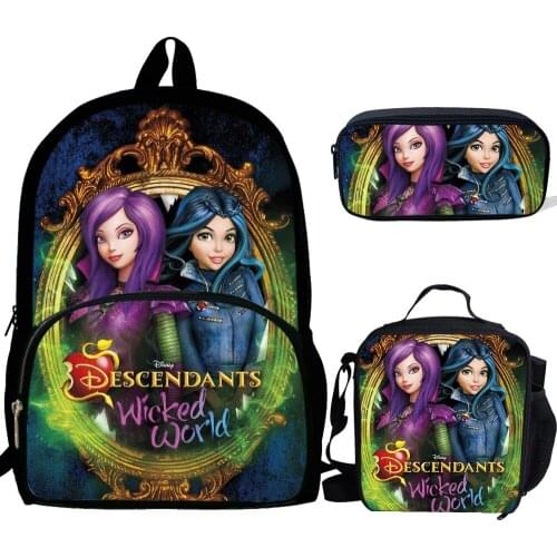 Disney 3PCS Descendants 3 Backpack Girls Boys Pencil Box School Bag Anime Cartoon Backpack Laptop Laptop Gift for Children
