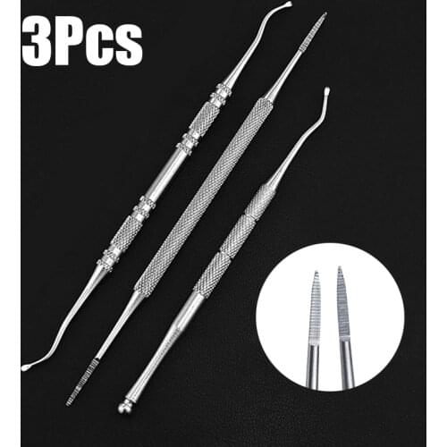 3PCS Double Ended Ingrown Toe Correction Files Stainless Steel Toe Nail Care Manicure Pedicure Toenails Clean Foot Tools