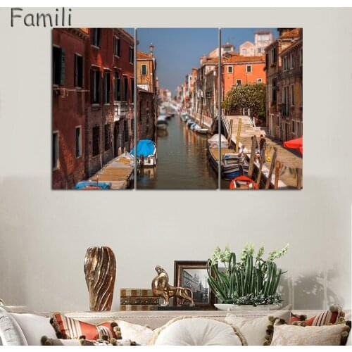 3 Pcs/Set Landscape Venice City Canvas Paintings Print On Canvas Classic Buildings Scenery Wall Art For Living Room(Unframed)