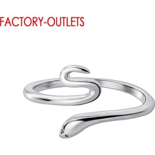 Hot Sale Authentic 925 Sterling Silver Smooth Little Smart Snake Adjustable Finger Ring For Women Sterling Silver Jewelry Gift