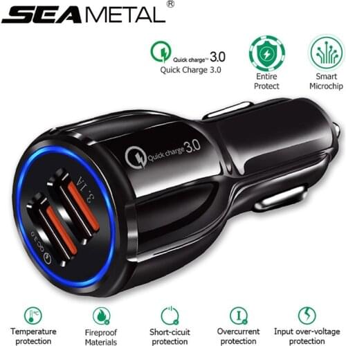 Car Charger Car Socket Power Auto Cigarette Lighter Socket Adapter QC 3.0 Fast Charging Dual USB Car Electronics Accessories