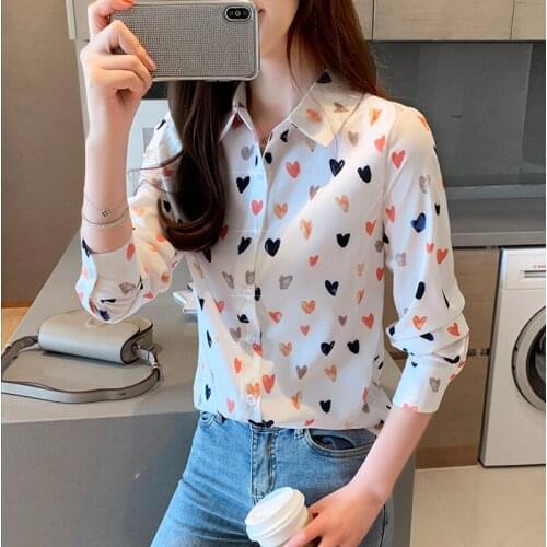 Chikichi 2020 Spring New Printed Woman Tops Long Sleeve Chiffon Shirt Women Blouse Long Sleeve Shirts for Teenage Girls Summer