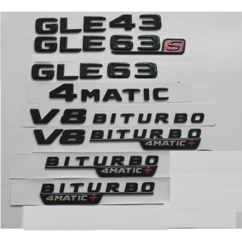 Gloss Black Emblems for Mercedes W166 GLE43 GLE63 GLE63s V8 BITURBO
