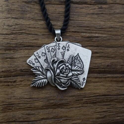 Playing Cards Poker Train Seqence Pendants Necklace Good Luck Symbol Creative jewelry gift