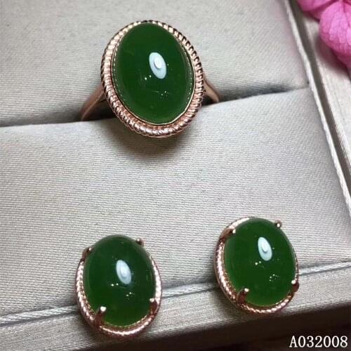 KJJEAXCMY fine jewelry 925 sterling silver natural jasper earrings ring luxury ladies jade suit support test