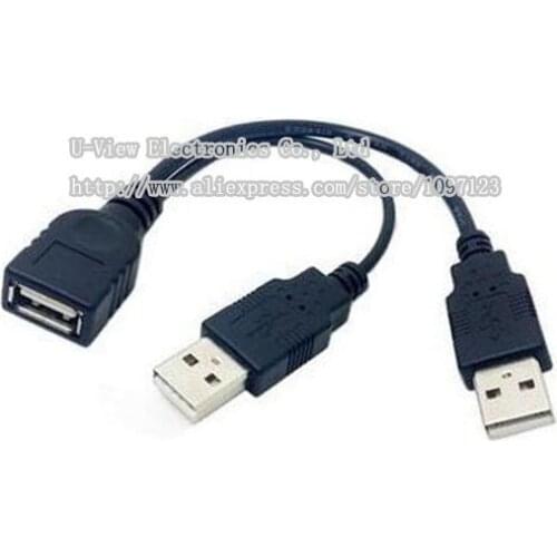 USB2.0 Female A to Dual A Male Extra Power Data Y Extension Cable For 2.5" Mobile Hard Disk/Free Shipping/3PCS