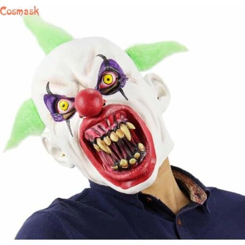 Cosmask Blood Mouth, Fangs, Clown Mask, Scary Face Mask, Halloween Blood Mouth, Clown Headgear, Horror Latex Mask