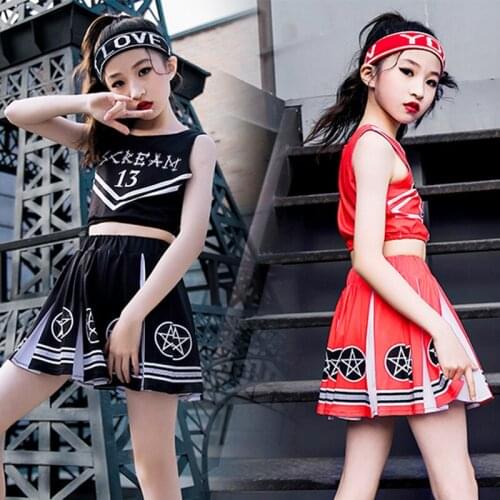 2021 Girls Jazz Costumes Cheerlead Dance Clothes Tops+Skirt Childrens Day Performance Outfits Hip Hop Clothing Wear DNV14692