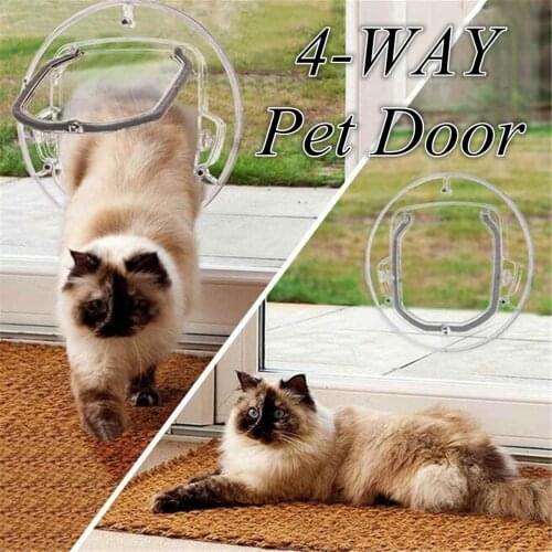 Round Pet Door for Cats & Small Dogs Cat Door Flap Door for Screen/ Glass Window 4 Ways Round Transparent Pet Dog Cat Flap Door