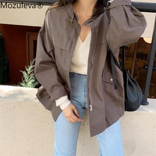 Mozuleva New 2021 Spring Summer Women Cotton and Linen Jacket Casual Pockets Fashionable Cargo Thin Coat Female Outerwear Tops