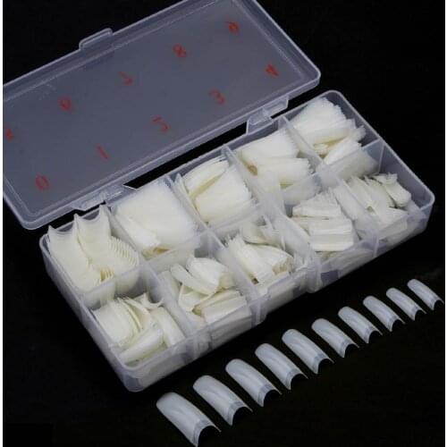 Nail Capsule 500 pcs/Box Natural French Manicure False Nails Artificial Nail Tips False Nails With Design Transparent Nails Tool