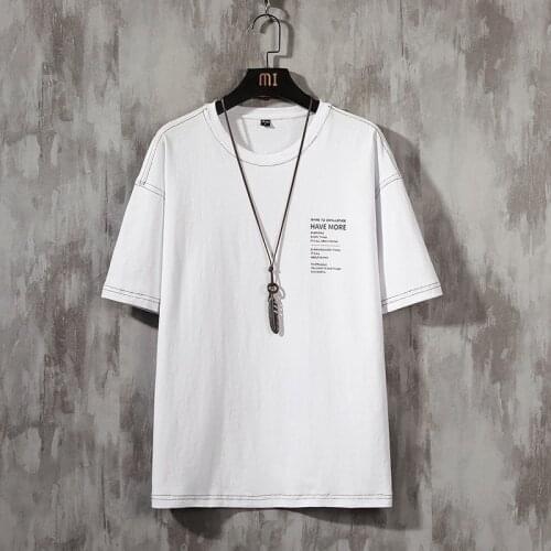 Summer Boys Short-Sleeved T-Shirt Mens Super Fashion Letter Base Shirt Student Half-Sleeved Hong Kong Style Five-Point Sleeve