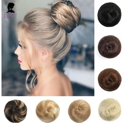 LUPU Synthetic Chignon Scrunchie Hair Bun Clip In Hair Extensions Hairpieces With Drawstring High Temperture Fiber For Women