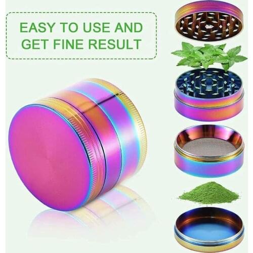 Mini Rainbow 4 Layers Metal Zinc Alloy Tobacco Weed Grinder Colorful Dry Herb Smoke Pipe Grinder Hemp Pepper Pot Spice Crusher