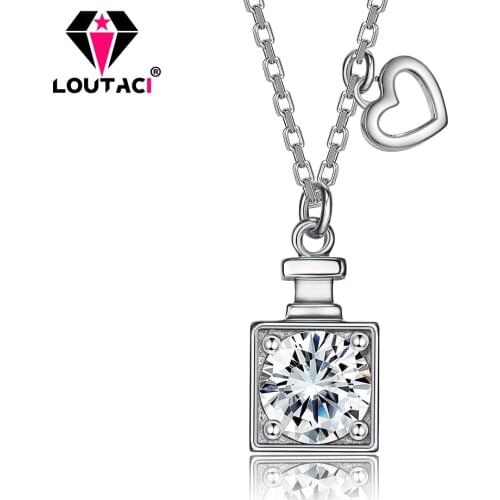 Factory Outlet S925 Pure Silver Fashion Perfume Bottle Necklace Round White Platinum Plating