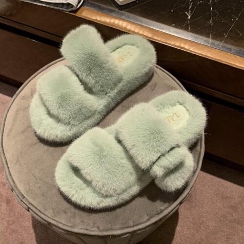 Fashion Thick Plush Womens Home Slippers Winter Warm Womens Slippers Trend Casual Womens Sandals Chaussure Femme