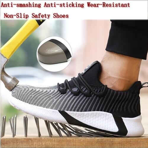 New Safety shoes Construction Mens Outdoor Steel Toe Cap Shoes Mens Puncture Proof High Quality Lightweight Work Boots 3 color
