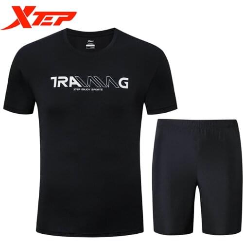 Xtep Mens Sportswear Set 2020 Summer New Quick-drying 2 Piece Set Five Pants Short-sleeved Running T-shirt 881229959292