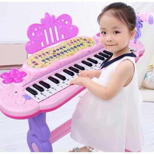 Musical Toys Usb Electronic Keyboard Electric Piano Set of Musical Instruments for Children With Microphone & Chairs for Childre