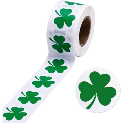Clover Stickers Tags St Patricks Day Shamrock Stickers for Home Decoration Daily Necessities Green Lucky Seal Labels