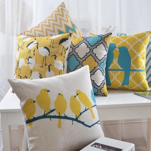 Nordic Style Cushion Cover Yellow Blue Throw Pillow Cover Decorative Pillows Cases Geometric Pillowcase Linen Cushion For Sofa