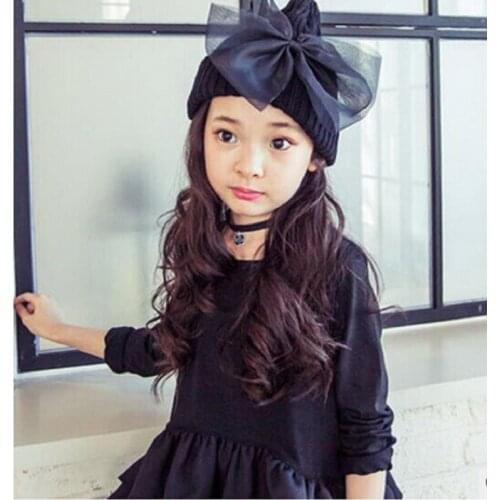 New 5Colors Cute baby Girls hat butterfly-knot kids woolen hat warm crochet hat kawaii baby winter hat for kids girls