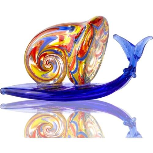 H&D Crystal Snail Sculpture Hand Blown Glass Animal Statue Desktop Paperweight Home Office Decoration Birthday Gift Collectibles