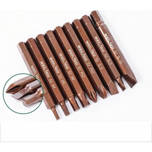 1Pcs S2 Alloy Steel Screwdriver Bits 8mm Hex Shank Magnetic Impact Driver for Electric Screwdriver Hex/Phillips/Slotted