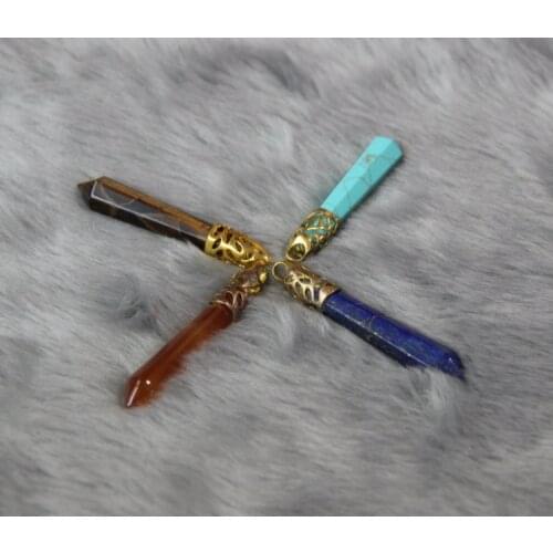 Cinderalla Crystal Healing Point Pendant Bead Necklace Hexagonal Rock Crystal Natural Quartz Pendant