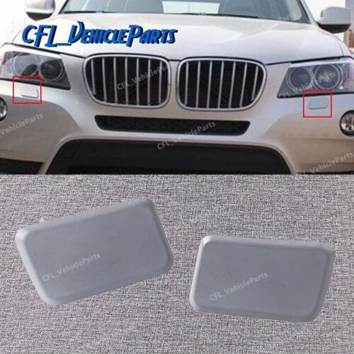 Pair Front Headlight Washer Nozzle Jet Cover Left Right 61673443131 61673443132 For BMW X3 E83 2006-2010 Facelift