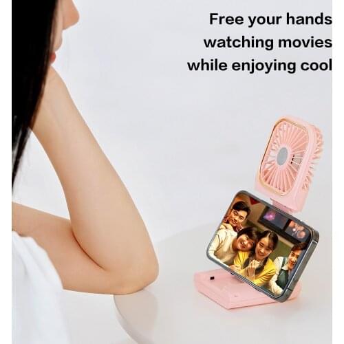 Portable Mini Fans USB Rechargeable Telescopic Foldable Handheld Fan Air Cooler With Desktop Phone Stand Home Outdoor Office
