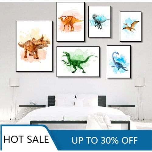 Christmas Canvas Painting Tyrannosaurus Dinosaur Nordic Poster Mural Boy And Girl Room Decorative Painting Art Decor Home Decor